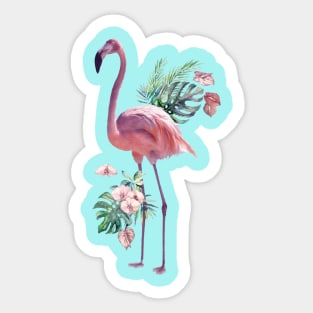 Tropical Flamingo Standing Watercolour Sticker